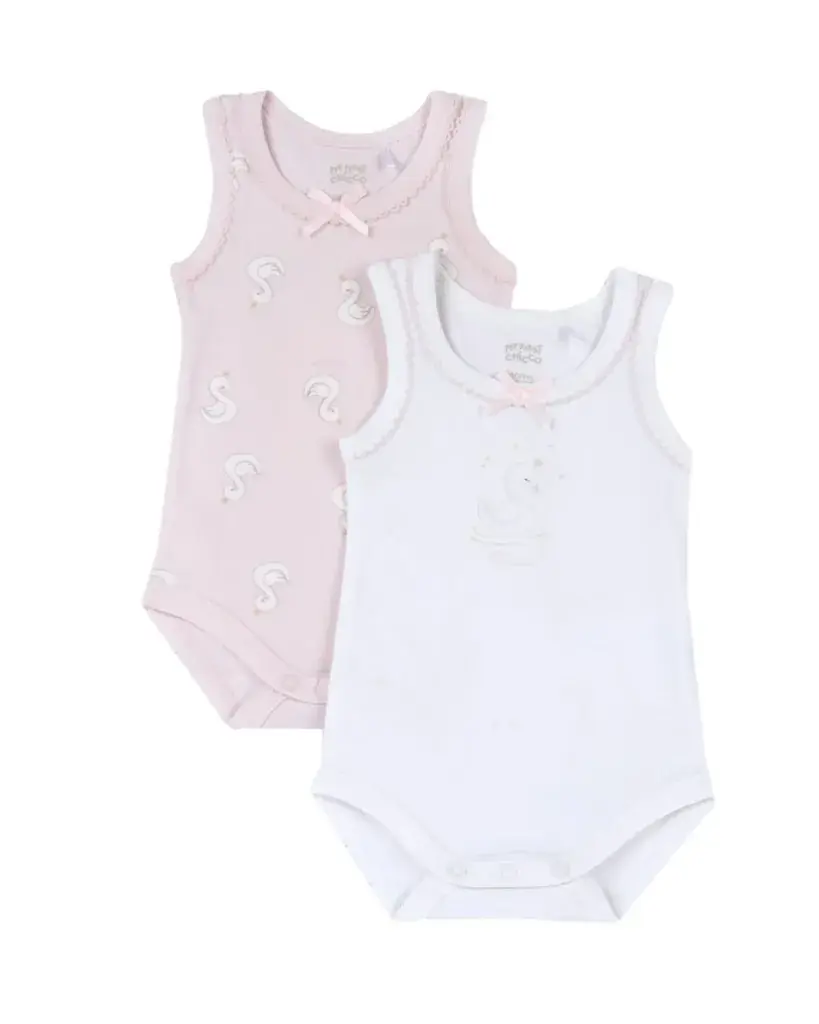 Chicco bodiji za bebe Swan Dream 2, Bijelo-roze