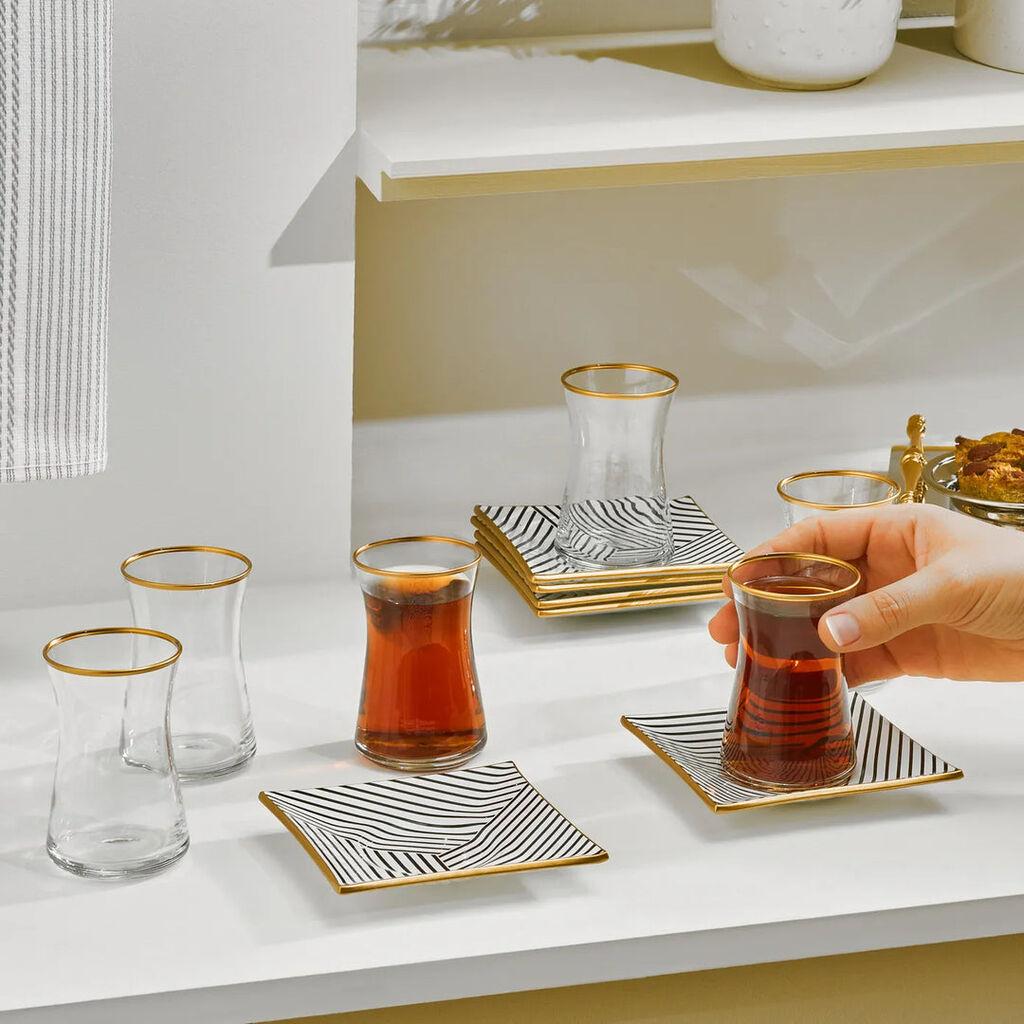 Karaca Čaše za turski čaj Black Noir, 165ml, 12 komada, Providne