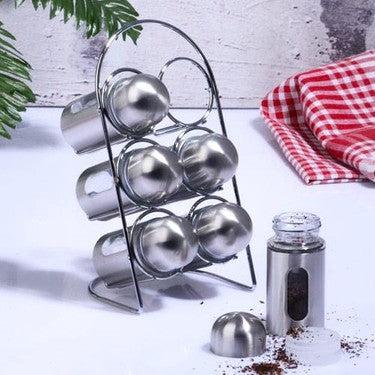 Milleryt Stakleni set začina Cam-433 Galaksija, Sa metalnim postoljem, 6 komada, Sivi