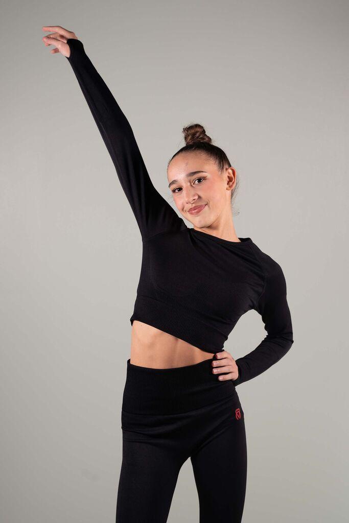 Speed Active Set za djevojčice, Majica i helanke Basic Girl, Crni