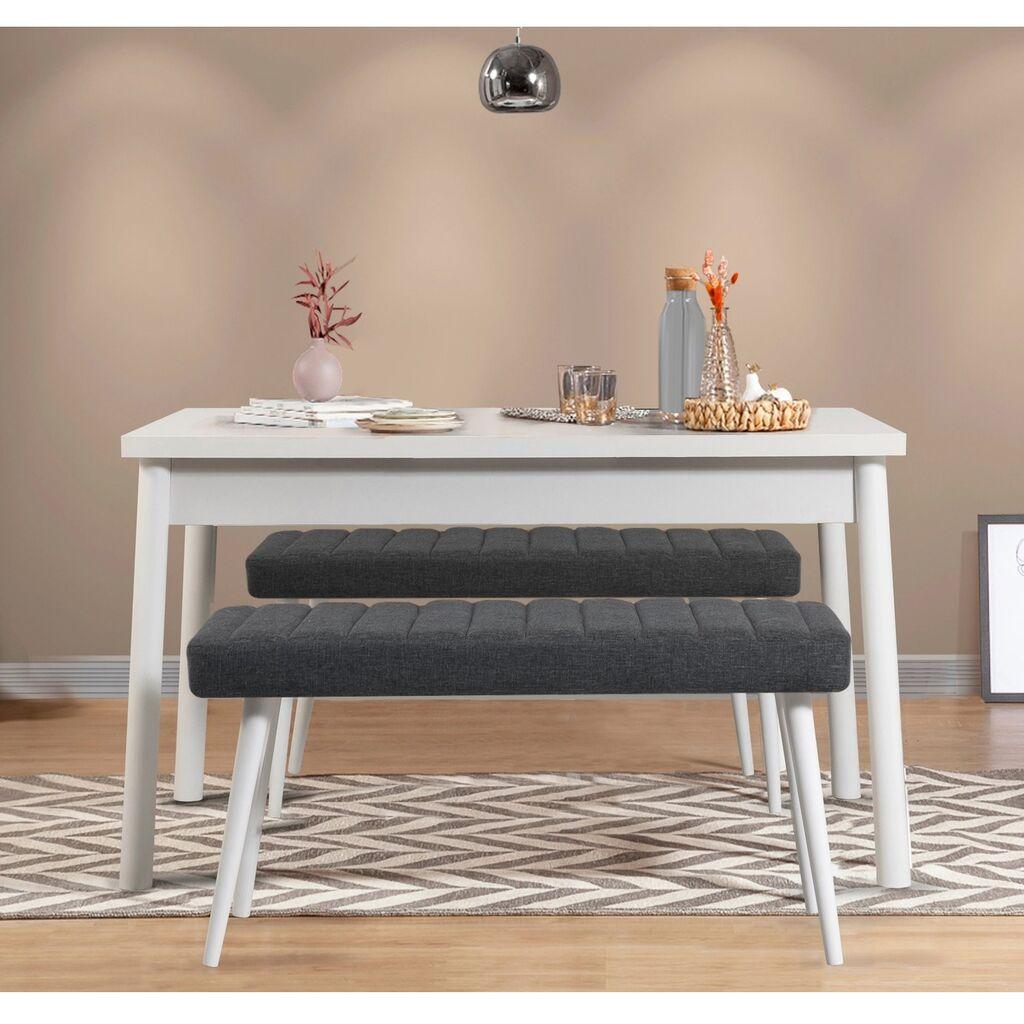 Hanah Home Set Trpezarijski sto i 2 klupe Costa 1053, Antracit