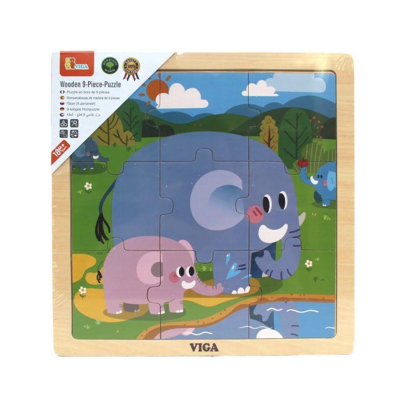 Viga Toys Drvene puzzle Slon 44626, 9 komada