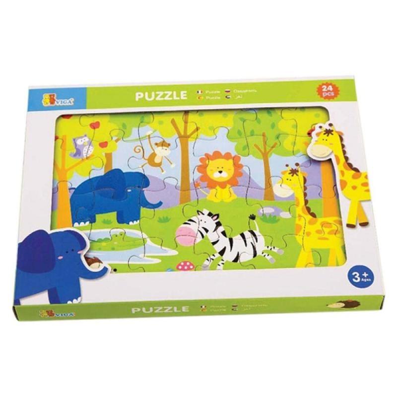 Viga Toys Drvene Puzzle Safari 50198, 24 komada