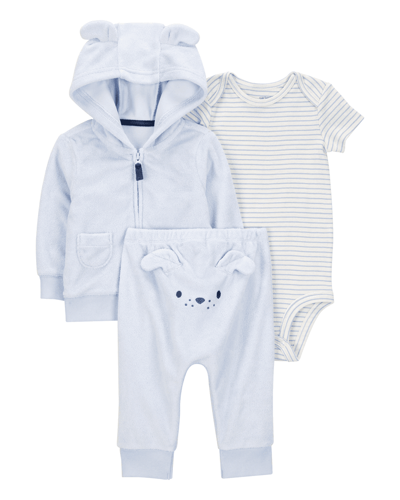 Carters Komplet za bebe, Duks jakna, Bodi i Donji deo, 1S993810, Plavi