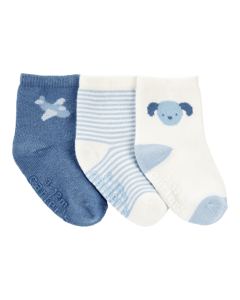 Carters Čarape za bebe, 1T073110, 3 para, Plave