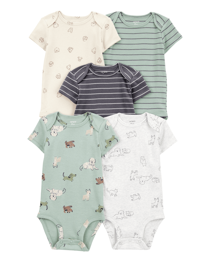 Carters Bodi za bebe kratkog rukava, 1T009410, 5 komada, Šareni