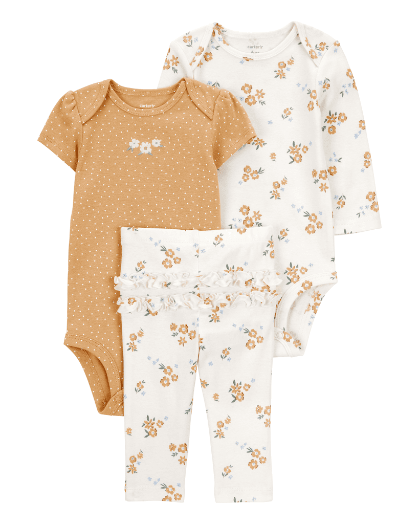 Carters Komplet za bebe, Bodi 2 komada i Helanke, 1T006610, Bijelo-Narandžasti