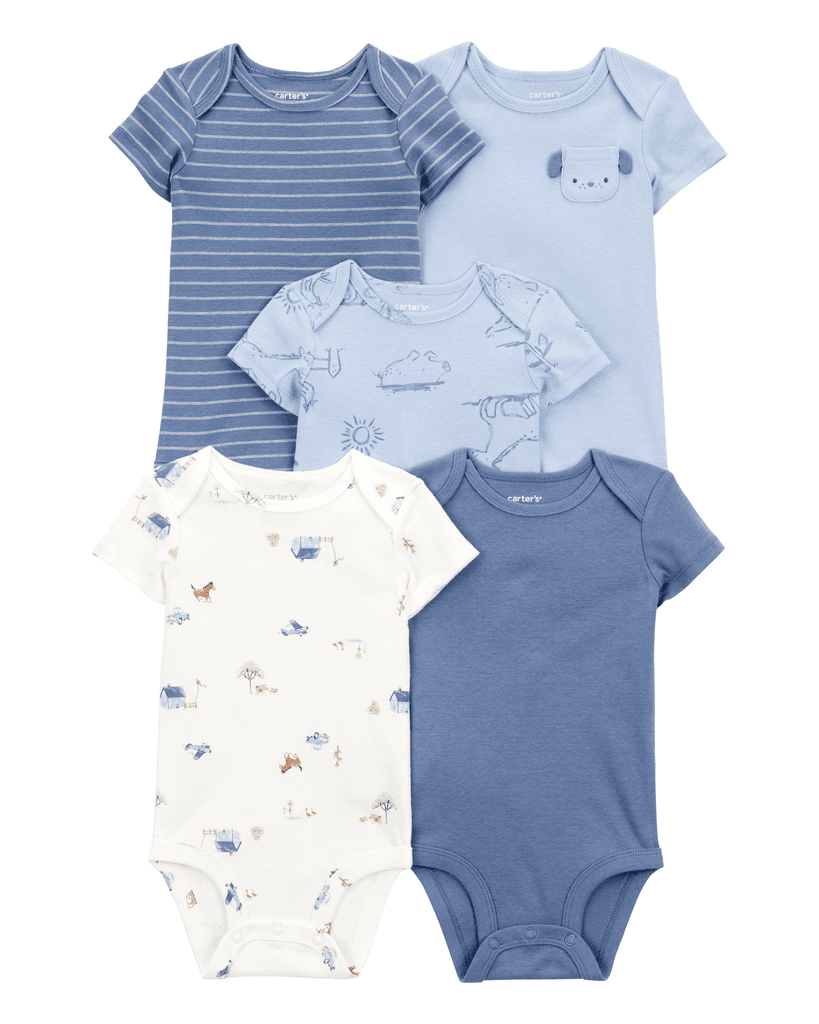 Carters Bodi za bebe kratkog rukava, 1T008510, 5 komada, Plavi