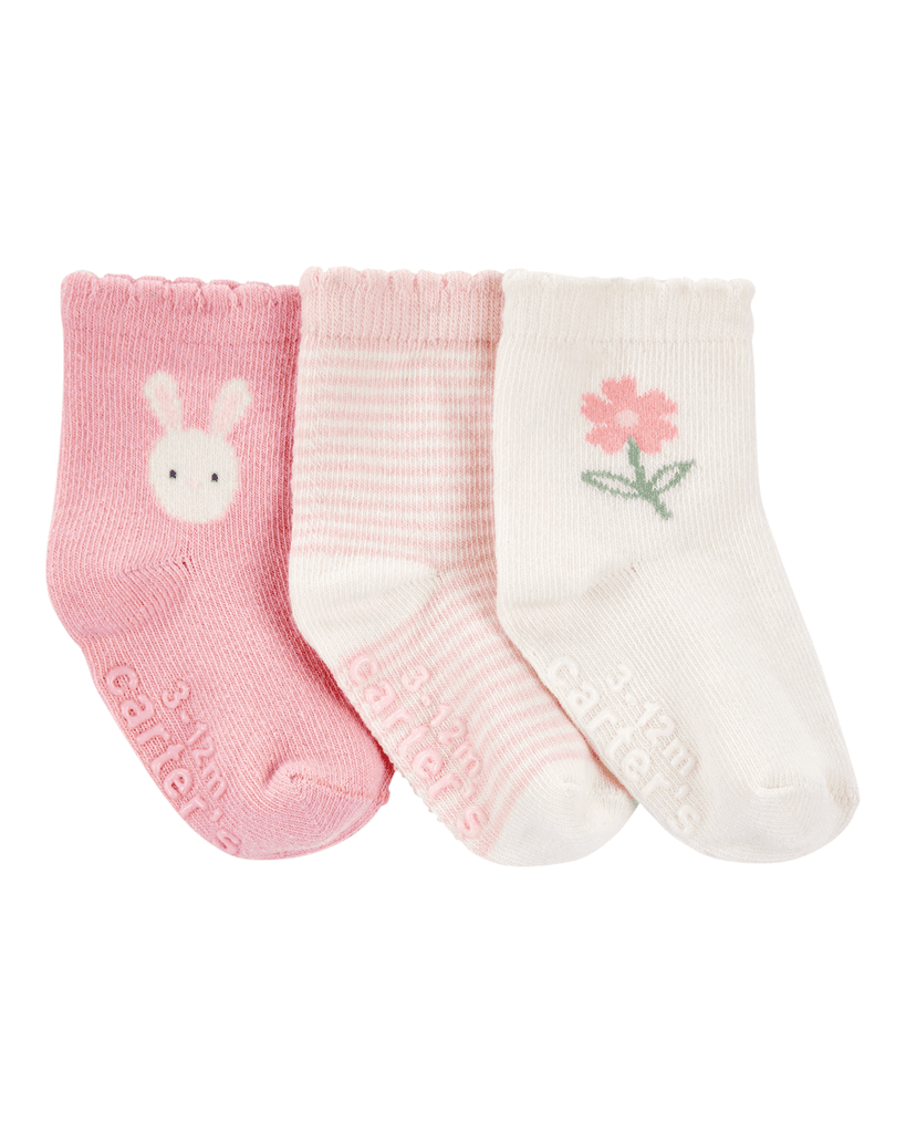 Carters Čarape za bebe, 1T073010, 3 para, Roze