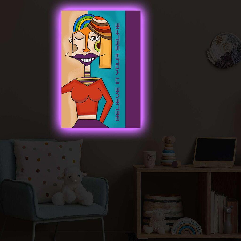 Zidna slika sa LED osvjetljenjem 4570POPARTDACT-002, 45x70 cm