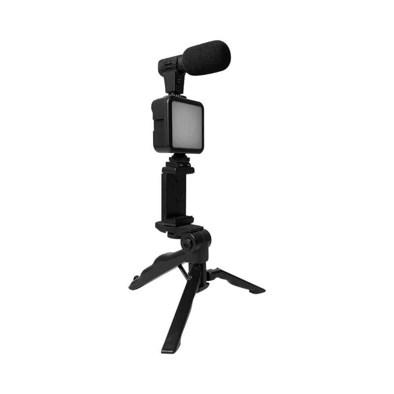 Plokama Set za snimanje videa PK-771, Stativ, Mikrofon, Rasveta, Crni