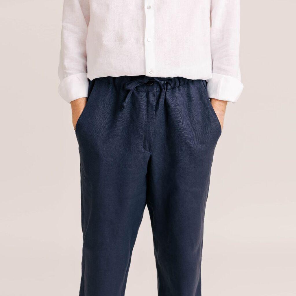 Intuitiva Muške pantalone Sailor, Lan, Teget