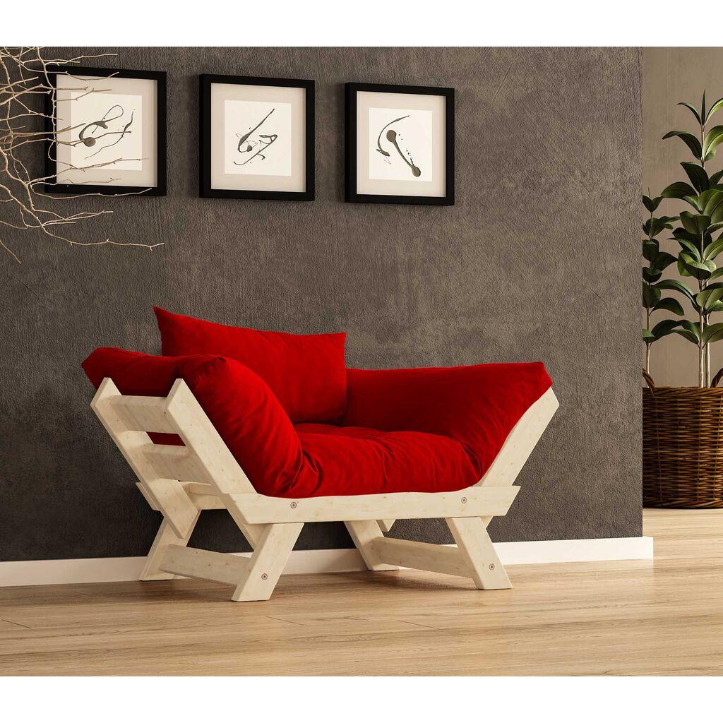 Hanah Home Vrtna sofa sa jednim sedištem i jastukom, Natur-crvena