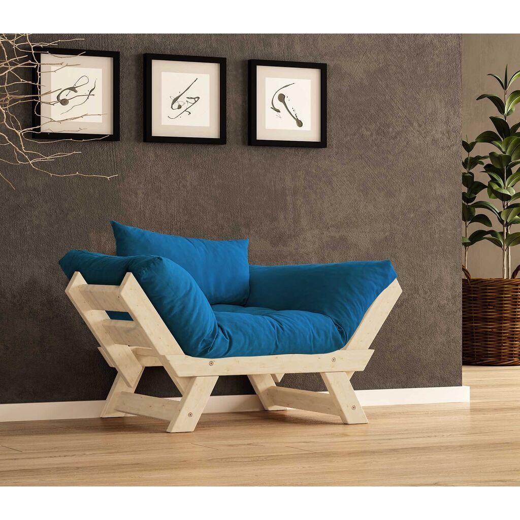 Hanah Home Vrtna sofa sa jednim sedištem i jastukom, Natur-plava