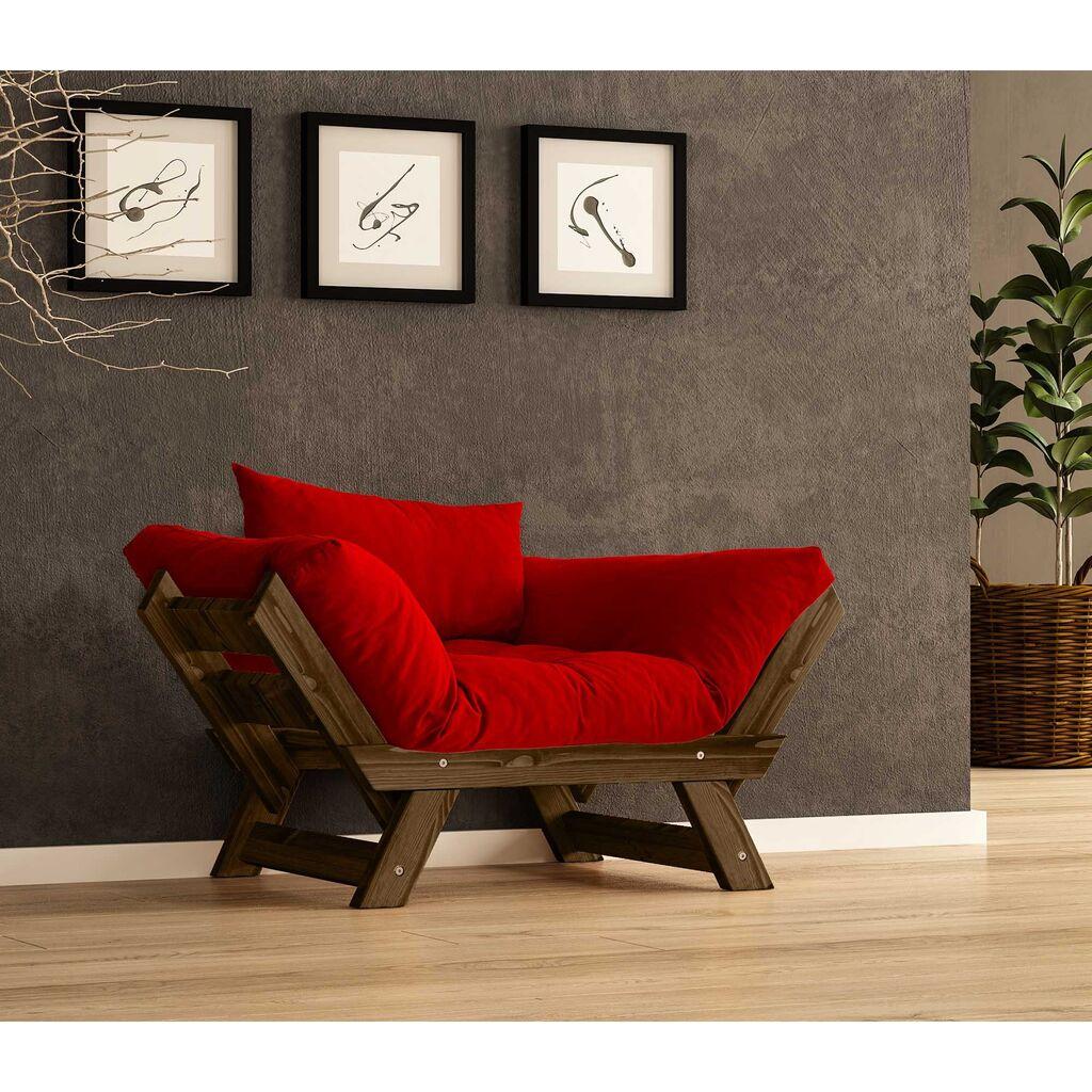 Hanah Home vrtna sofa s jednim sjedištem i jastukom, boja oraha i crvene boje