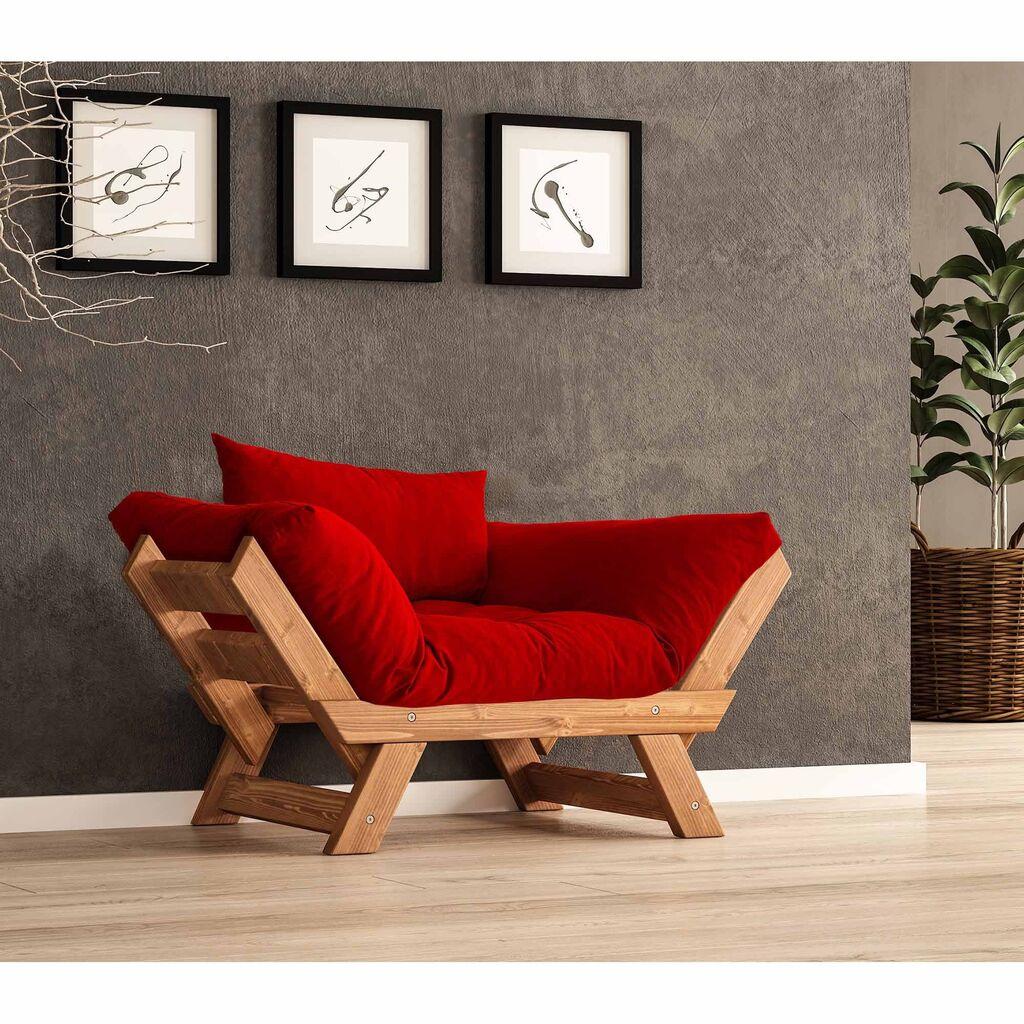 Hanah Home Vrtna sofa sa jednim sedištem i jastukom, Tikovina-crvena