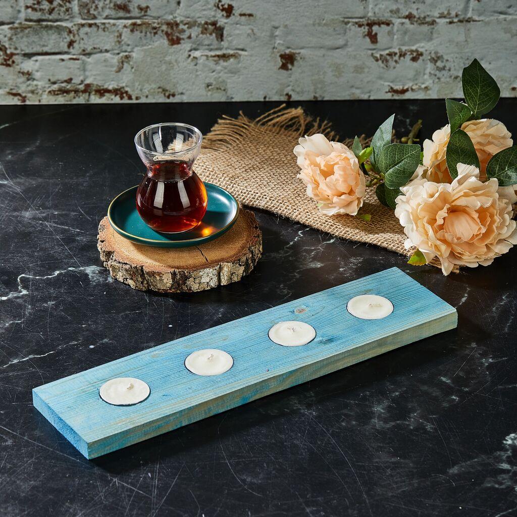 Aberto Design svijećnjak za čajnu svjetiljku Ma, 35 x 9 cm, plava