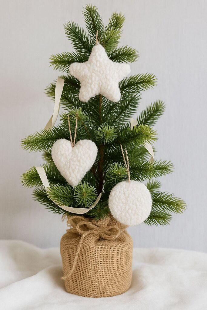 Aberto Design set novogodišnjih ukrasa, 3 dijela, bež