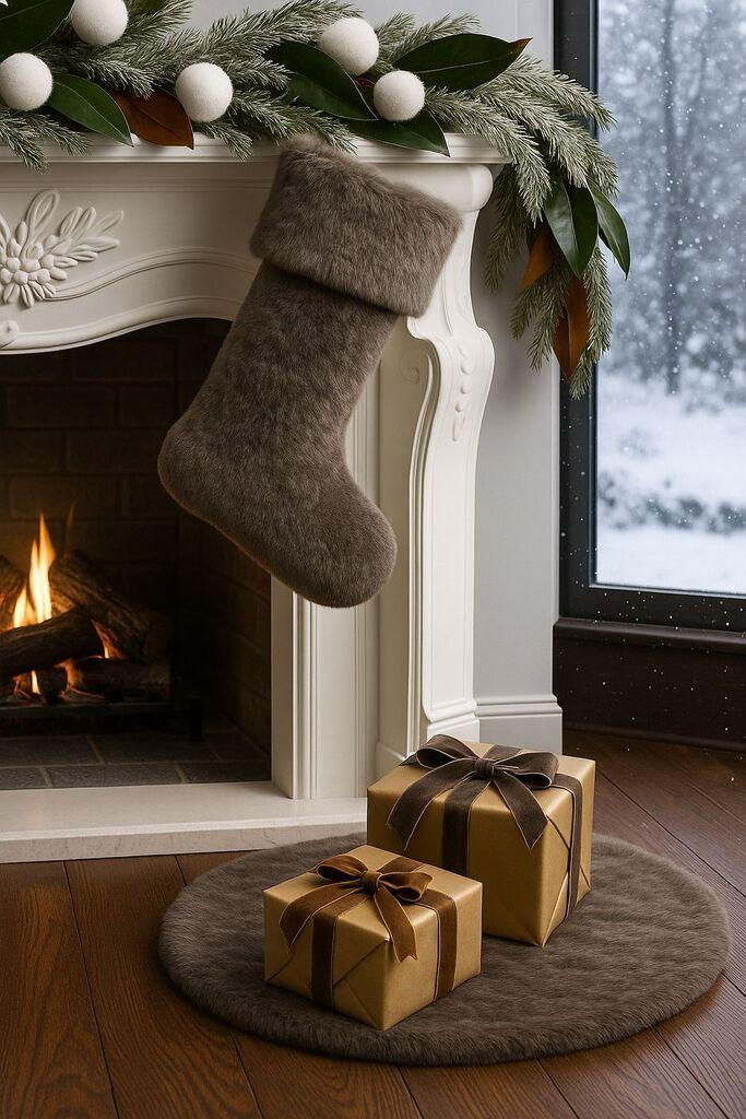 Aberto Design Novogodišnja ukrasna čarapa Pelush, Siva