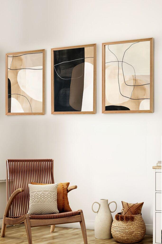 Wallity Set uramljenih MDF slika Myk3014-2, 3 dijela