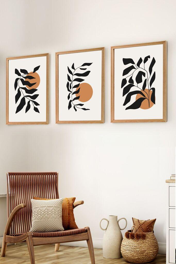 Wallity Set uramljenih MDF slika Myk3002-1, 3 dijela