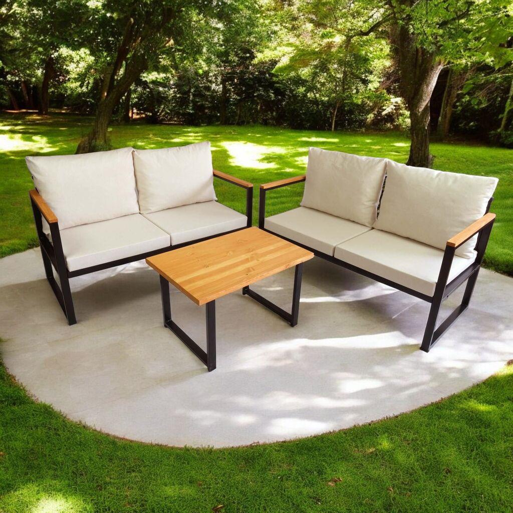 Hanah Home Vrtni set, Dvosjed i stolić za kavu, Bež