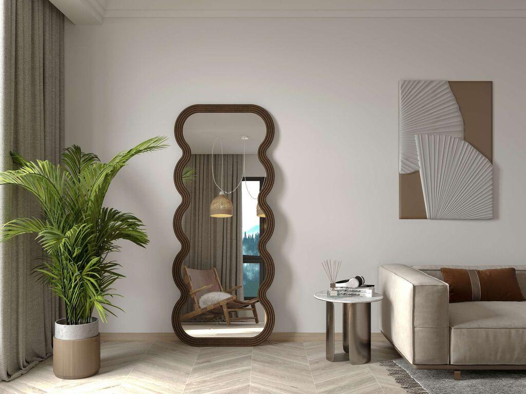 Hanah Home Podno ogledalo Wave, 70 cm x 170 cm, Smeđa
