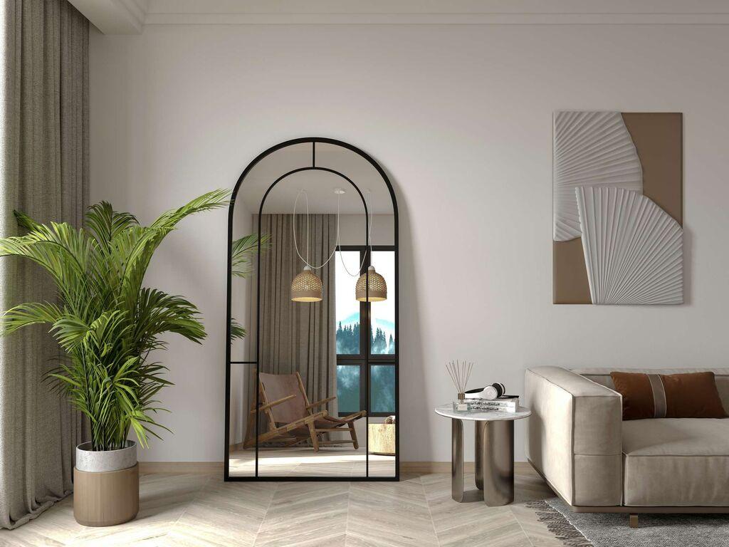 Hanah Home Podno ogledalo Okruglo, 90 cm x 180 cm, Crno