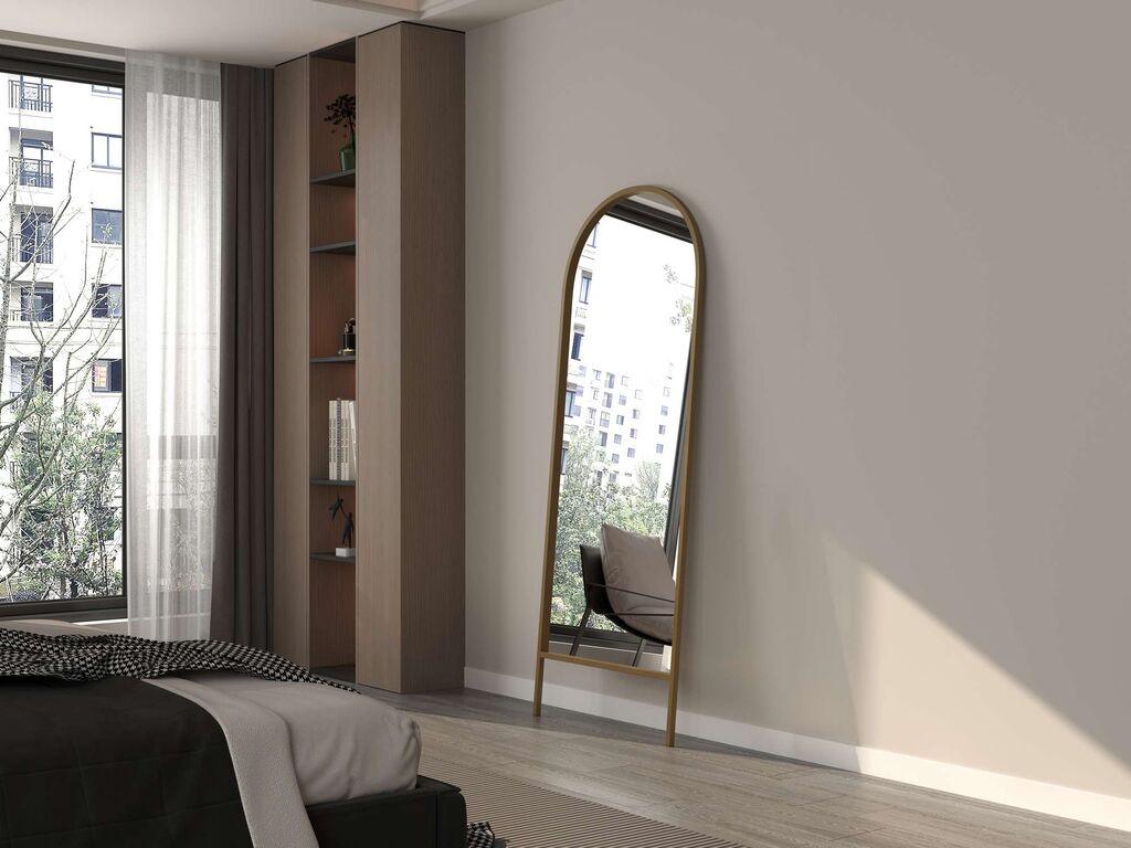 Hanah Home Podno ogledalo Basiko, 70 cm x 180 cm, Zlatna boja