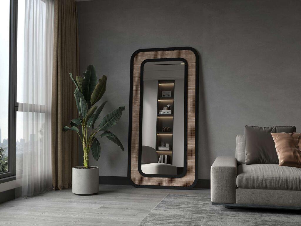 Hanah Home Podno ogledalo Ova, 90 x 180 cm, Crno