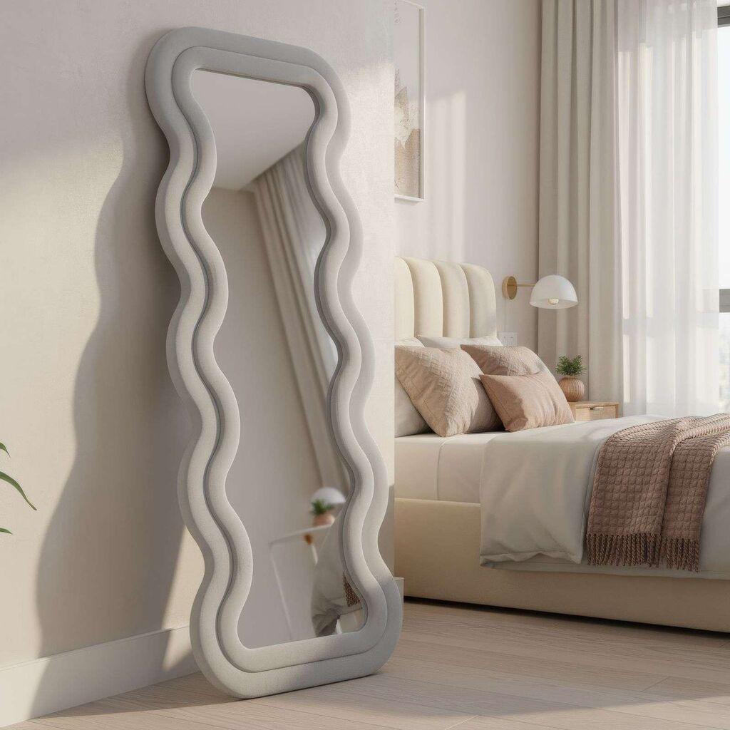 Hanah Home Podno ogledalo Mundo Oval, 65 cm x 170 cm, Krem