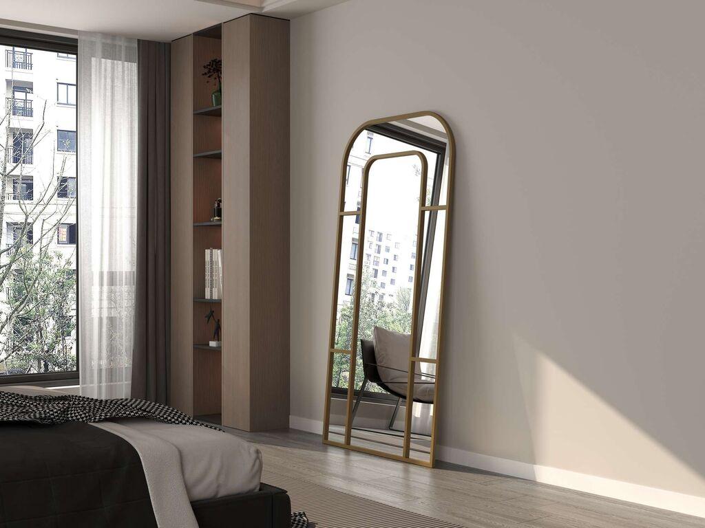 Hanah Home Podno ogledalo Forma, 90 cm x 180 cm, Zlatna boja