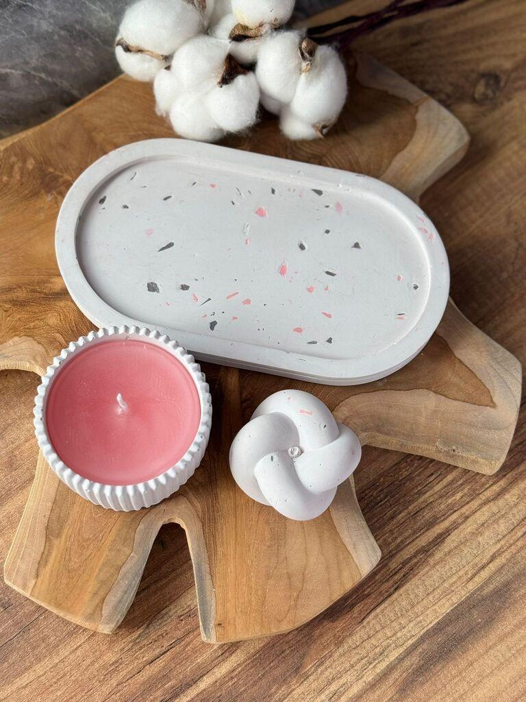 Aberto Design Set betonskih svijeća, 28 komada, bijelo-roze