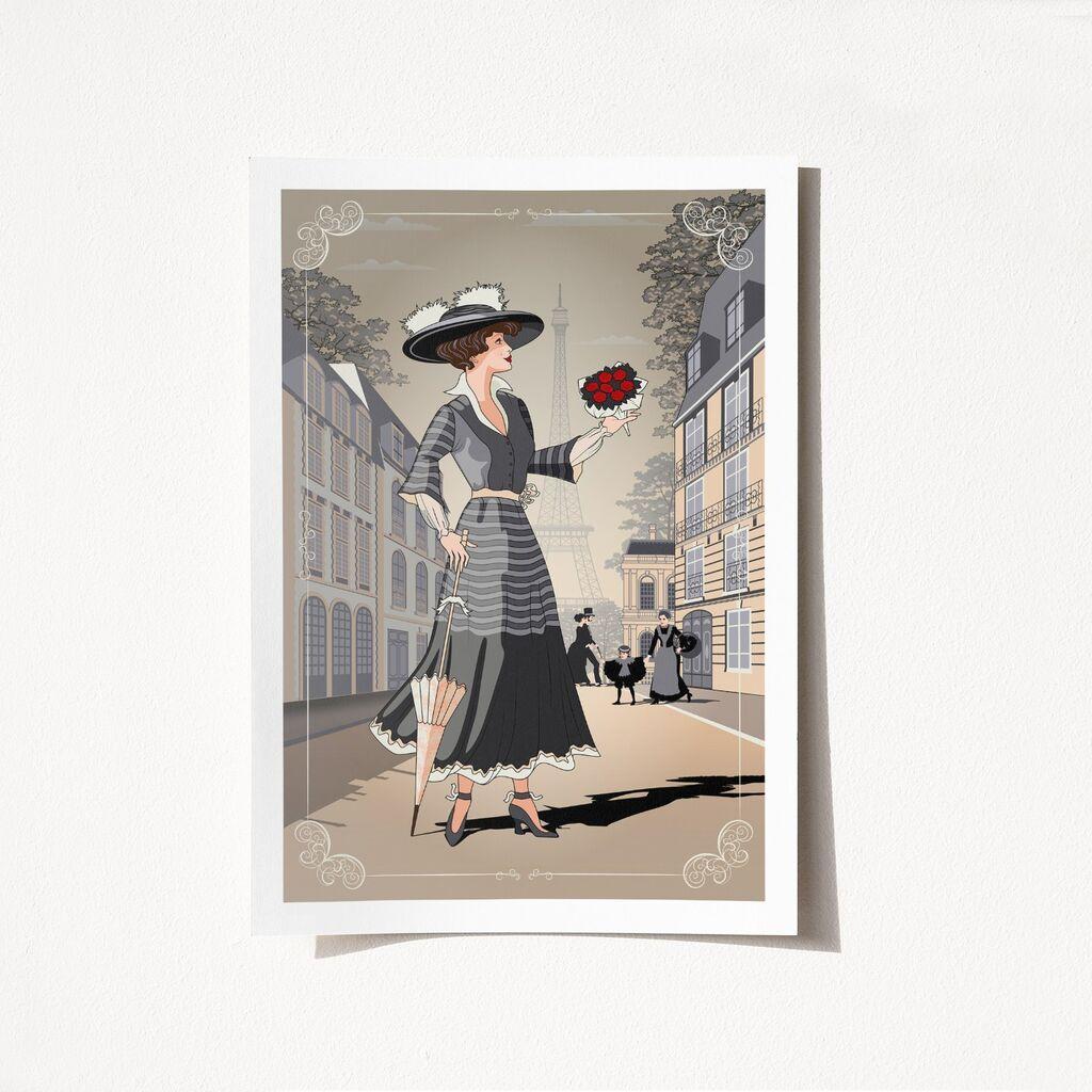 Wallity Poster Francuska Pariz-1969, 21x29,7 cm, Šareni