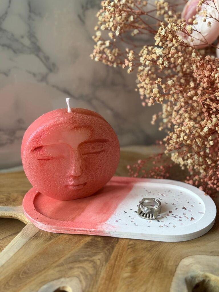 Aberto Design Betonska svijeća 21ST-1, Crvena i bijela