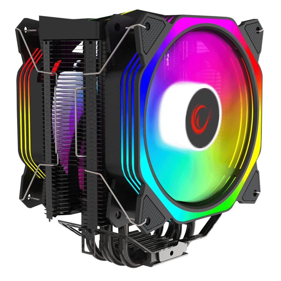 Rampage Octagon CPU hladnjak C60 57CFM 1800RPM 2x12cm ARGB AM5/LGA1700 Compatible Air Cooled , Crna