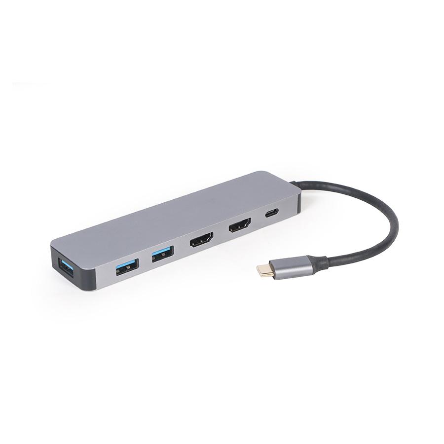 Gembird Dok-stanica USB adapter Type-C 3-in-1 multi-port adapter Hub + HDMI + PD, A-CM-COMBO3-03, Siva