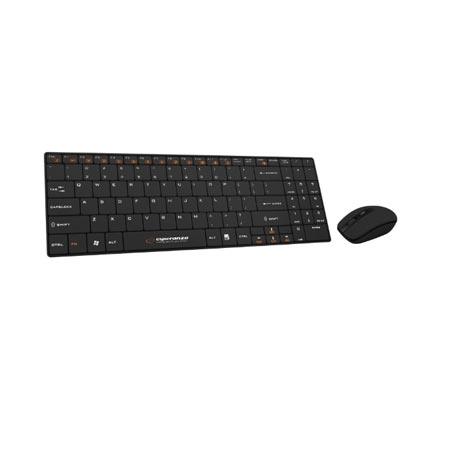 Esperanza Bežični tastatura i miš Ultraslim USA layout, EK122K, Crni