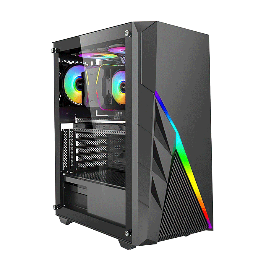 Kućište IG-MAX T5912 Buster gaming, Glass, 1x120mm ventilator. MIDI ATX, Crno