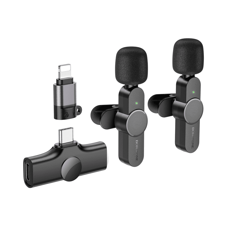 BOROFONE Dva mikrofona wireless iPhone/lightning Type-C, Crni