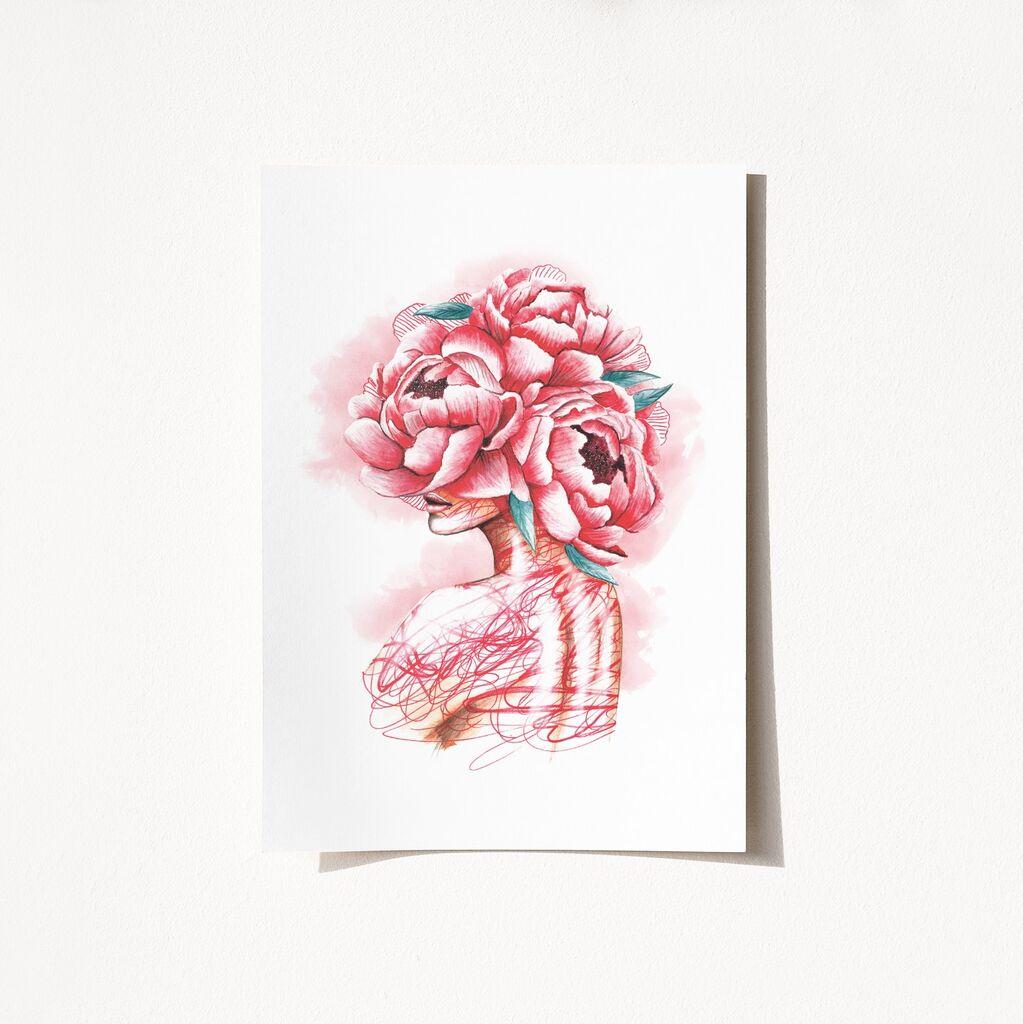 Wallity Poster Cvetna devojka-2096, 29,7x42 cm