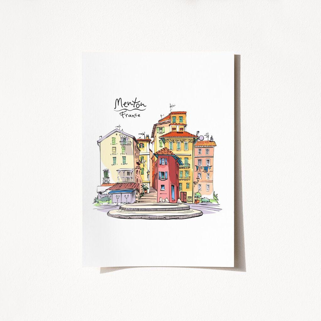 Wallity Poster Menton France-2034, 42x59,4 cm