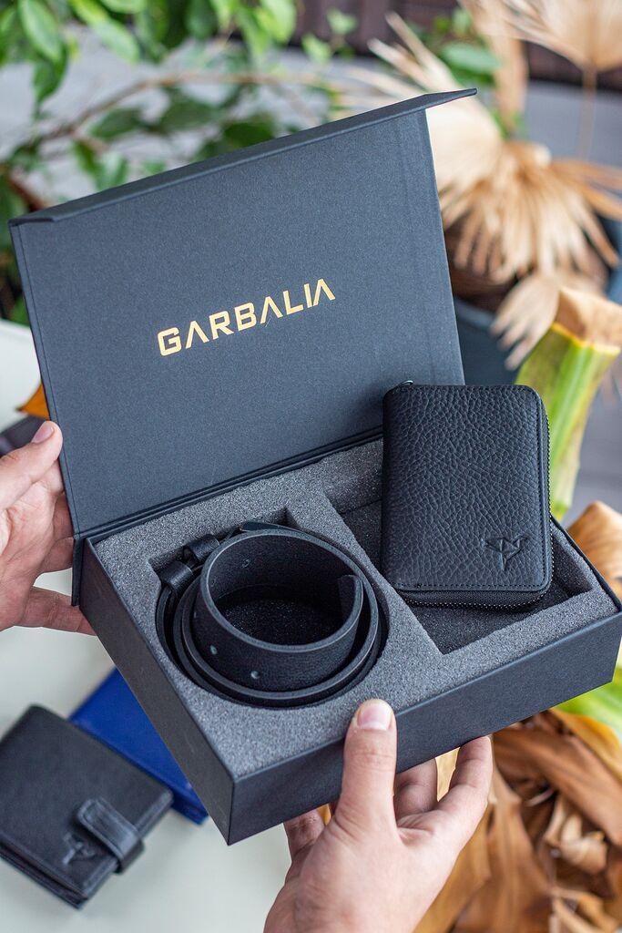 Garbalia muški kaiš i lanac za novčanik, crni