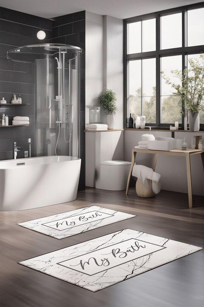 L'essentiel Maison Set Otirač za kupatilo CT-5284, bijelo-siva