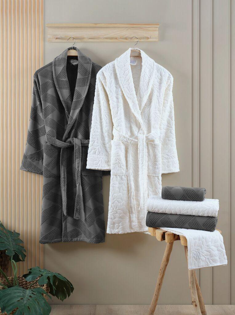 L'essentiel Maison Family set ogrtača s ručnicima Benito, antracit-krem