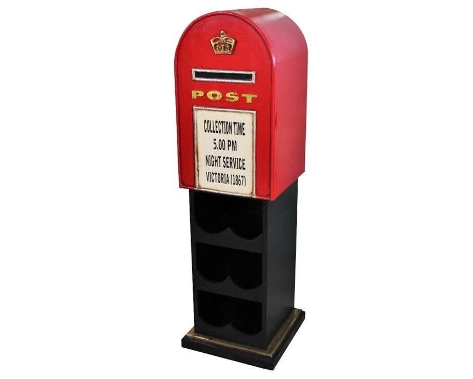 Poštansko sanduče stalak za 6 flaša i čaše 9139641, Crno-crveno