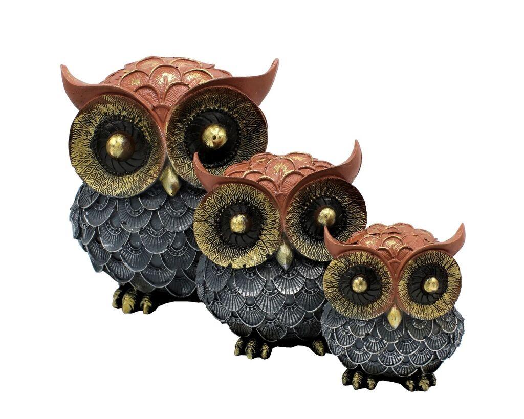 Dekorativne figure Sove 89860003, 3 komada