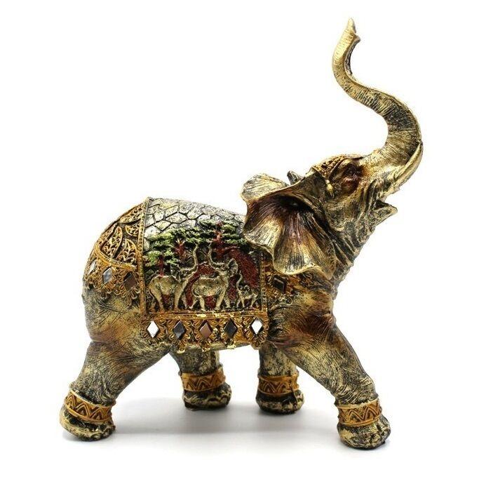 Figura slon 913-248, 20x10x23 cm, Zlatna