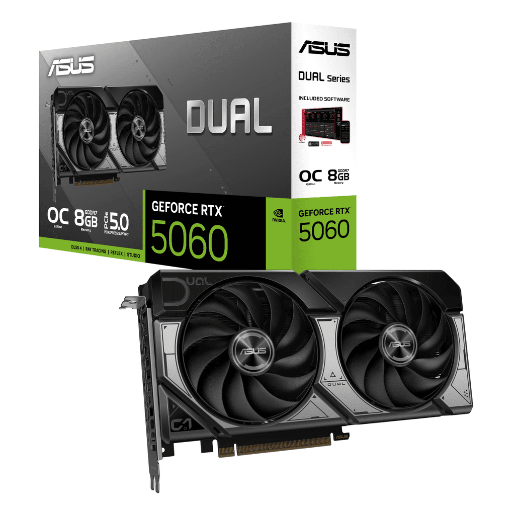 Asus Grafička kartica GeForce RTX 5060, 8GB, GDDR7, Dual, OC, 128-bit, 3x DP, 1x HDMI