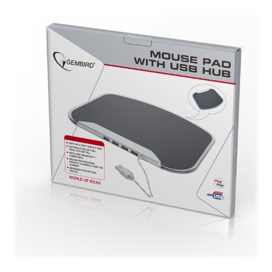 Gembird Podloga za miš sa USB HUB 4 porta, Crna